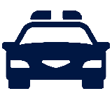 Police car icon on black background.